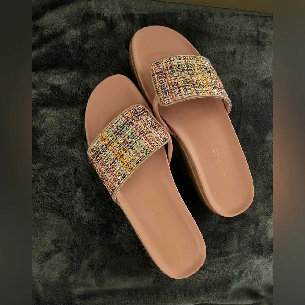 Donald J. Pliner Pink Multicolor Pink Tweed Slide Sandals Ladies Size 10. - Picture 6 of 15